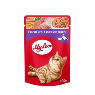 My Love Królik indyk w delikatnym sosie 100g - saszetka dla kota